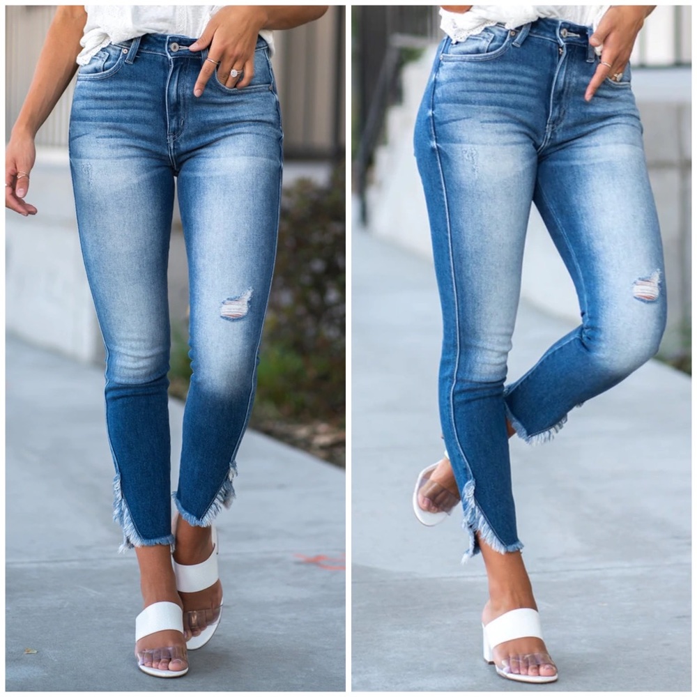 KanCan Geneva High Rise Ankle Skinny w/ Slit Raw Hem Size 1/24 - Picture 1 of 13